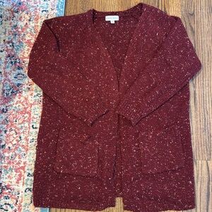 Red speckled cardigan